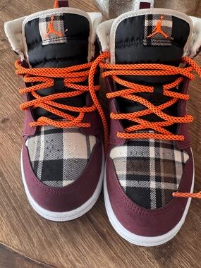 Nike Air Jordan 1 Mid SE Plaid Youth 3Y